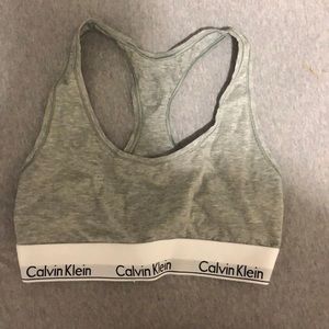 grey racerback sports bra